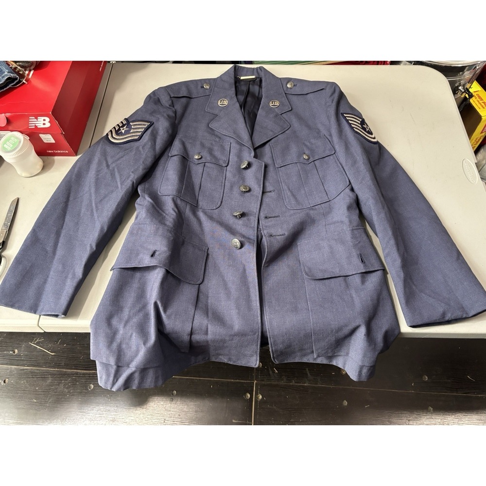 Vintage USAF Vietnam Era Blue Wool Tropical Coat 37 R EUC